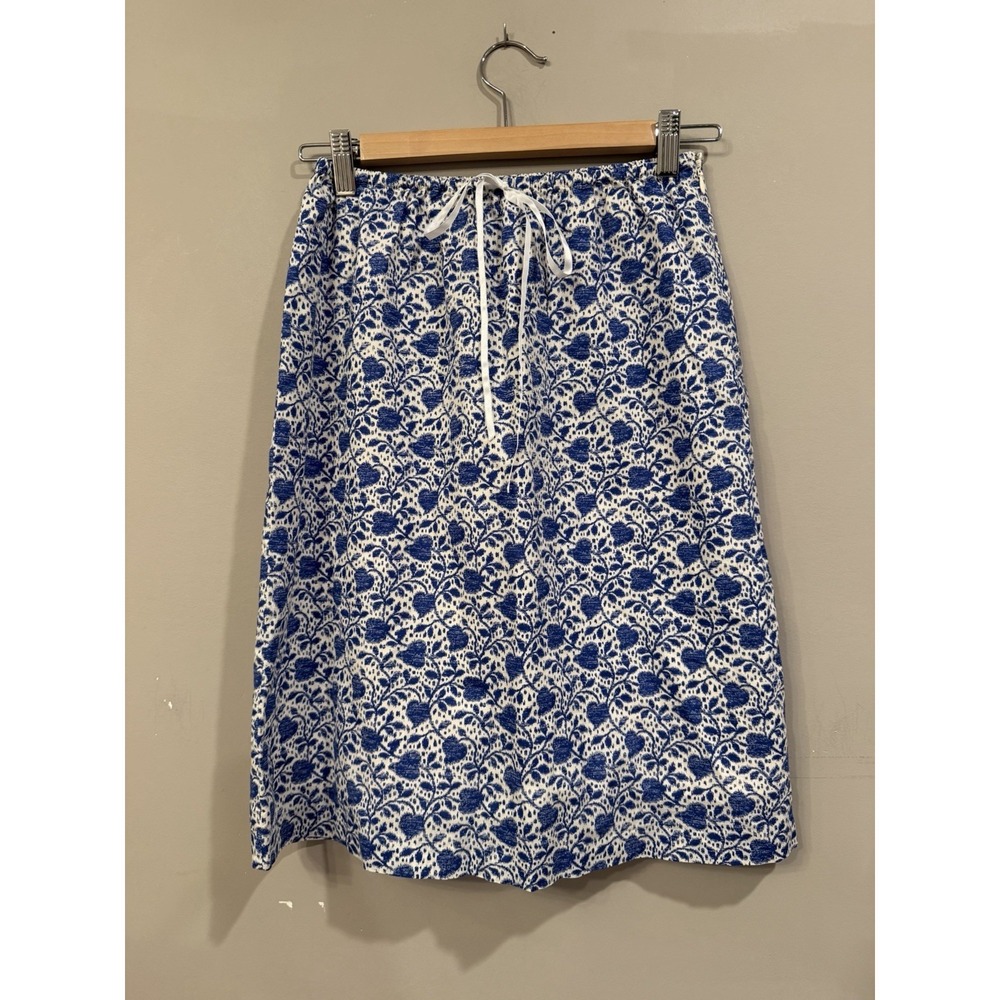 Alex Mill Blue Floral Skirt Small Ribbon Tie Cottagecore
